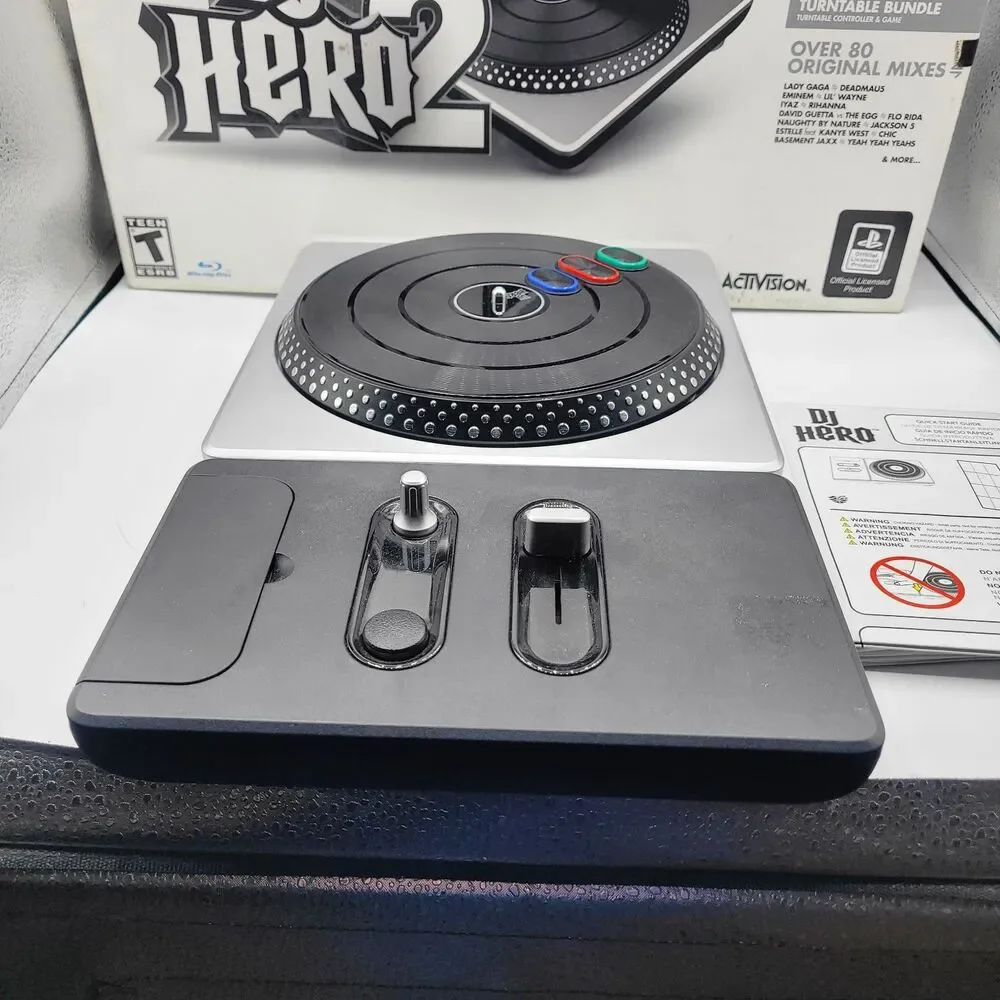 Playstation PS3 DJ Hero 2 Wireless Turntable Model No 95837809 No Dongle W/ Box